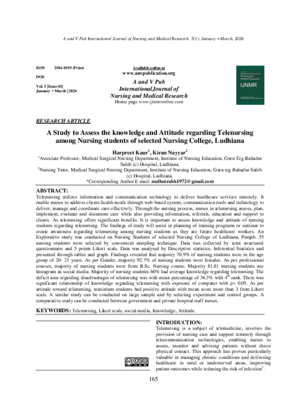 (PDF) A Study to Assess the knowledge and Attitude regarding ...