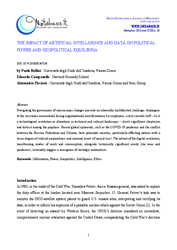 (PDF) THE IMPACT OF ARTIFICIAL INTELLIGENCE AND DATA ON POLITICAL POWER ...