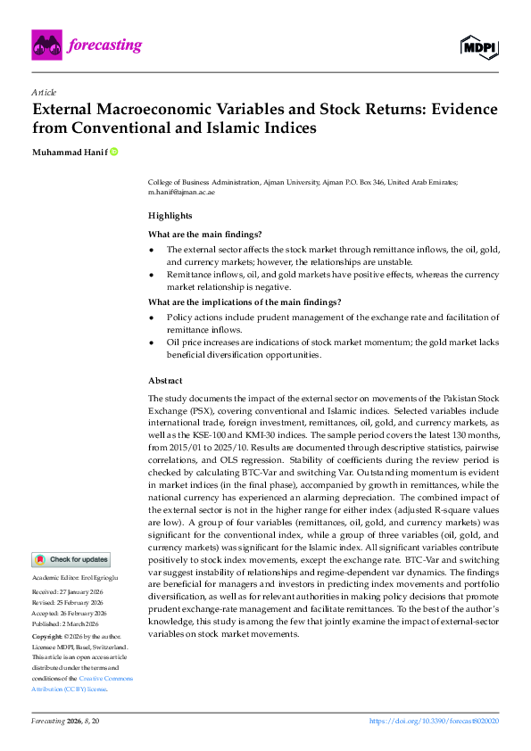 (PDF) External Macroeconomic Variables and Stock Returns: Evidence from ...