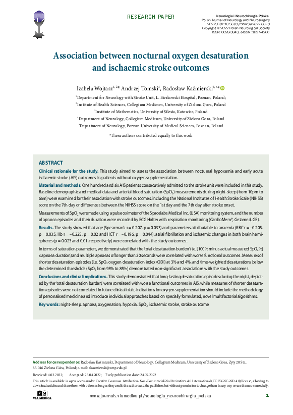 (PDF) Association between nocturnal oxygen desaturation and ischaemic ...