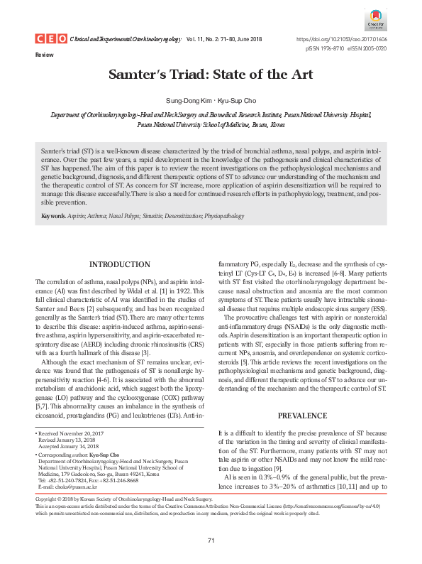 (PDF) Samter’s Triad: State of the Art