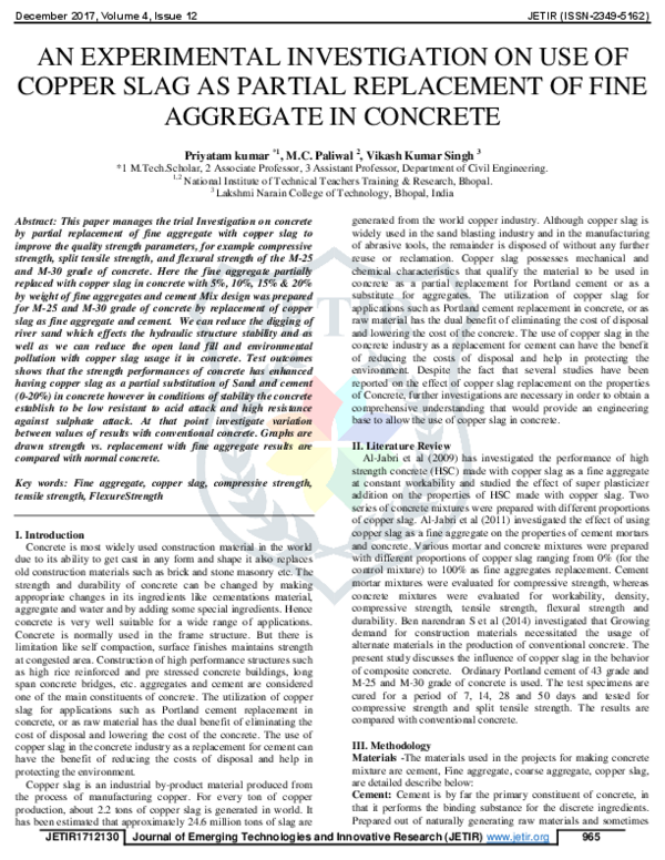 (PDF) An Experimental Investigation on Use of Copper Slag as Partial ...