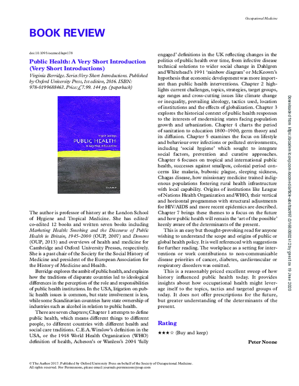 (PDF) Public Health: A Very Short Introduction (Very Short Introductions)