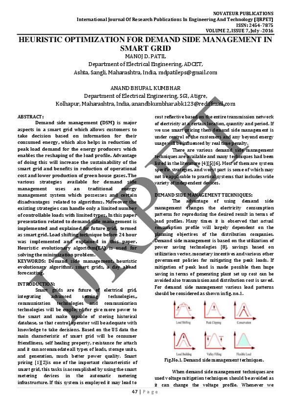 (PDF) Heuristic Optimization For Demand Side Management In Smart Grid