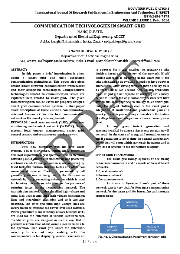 (PDF) Communication Technologies in Smart Grid