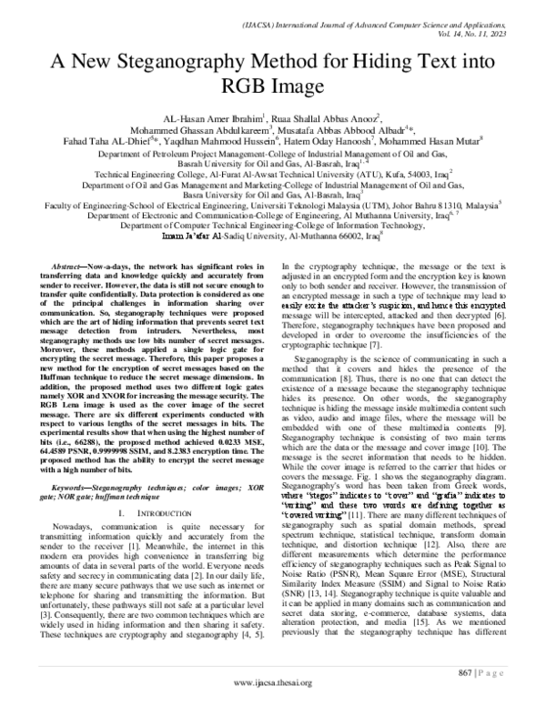 (PDF) A New Steganography Method for Hiding Text into RGB Image