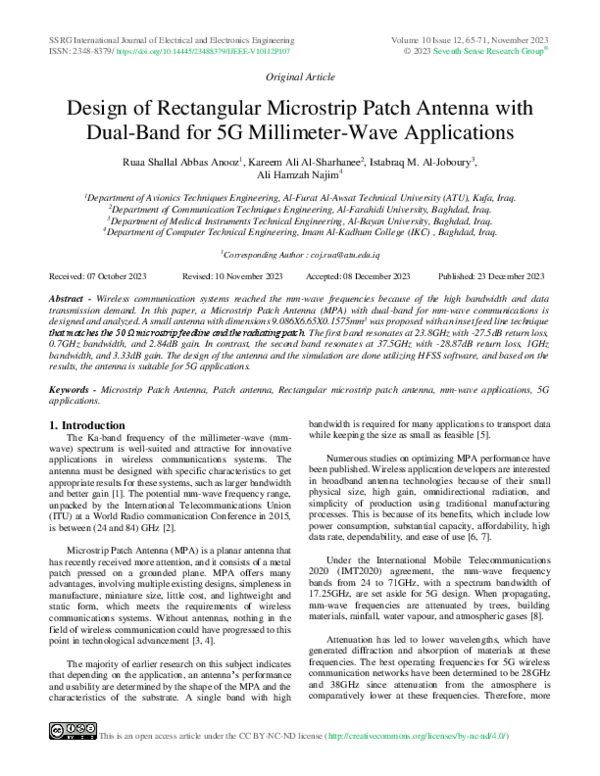 (PDF) Design of Rectangular Microstrip Patch Antenna with Dual-Band for ...
