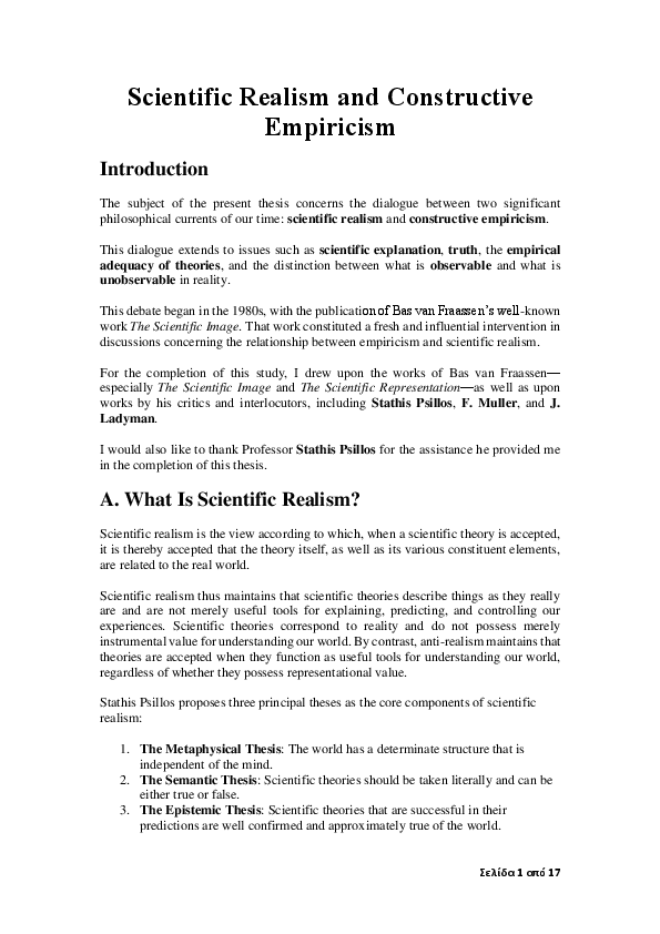 (PDF) Scientific Realism and Constructive Empiricism