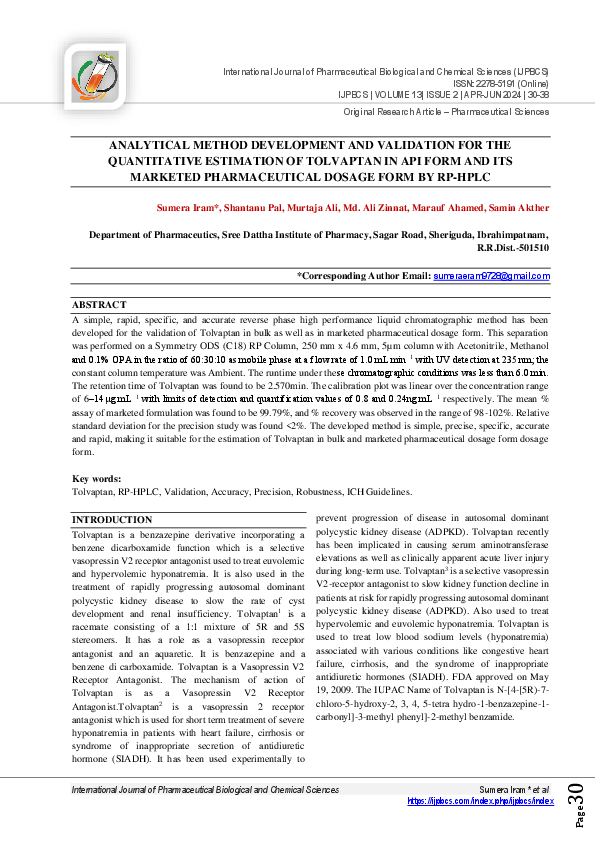 (PDF) ANALYTICAL METHOD DEVELOPMENT AND VALIDATION FOR THE QUANTITATIVE ...