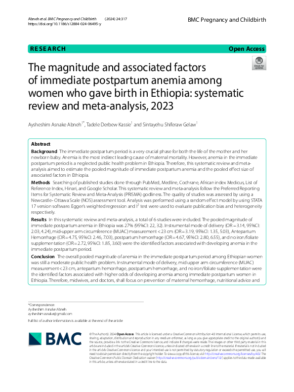 (PDF) The magnitude and associated factors of immediate postpartum ...