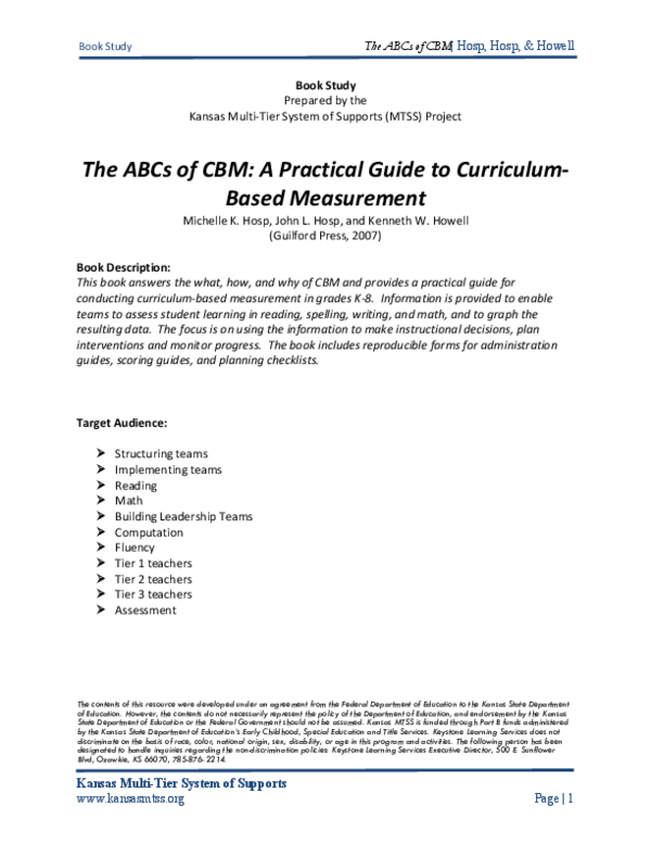 (PDF) The ABCs of CBM: A Practical Guide to Curriculum-Based Measurement