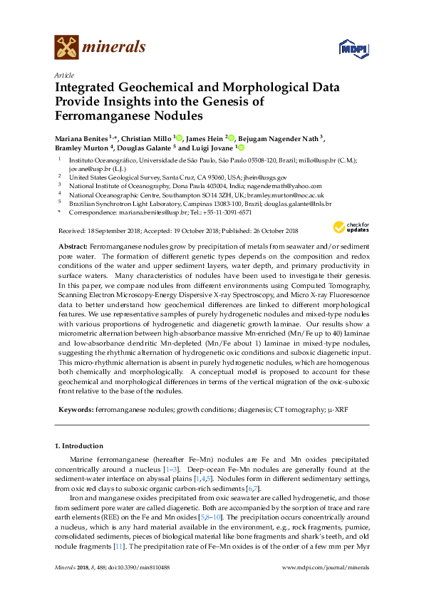 (PDF) Integrated Geochemical and Morphological Data Provide Insights ...