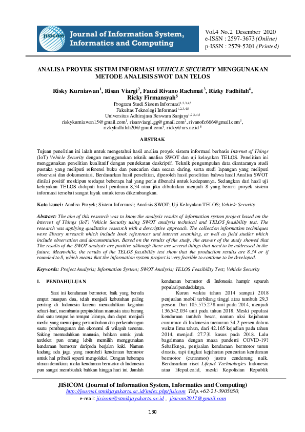 (PDF) Analisa Proyek Sistem Informasi Vehicle Security Menggunakan ...