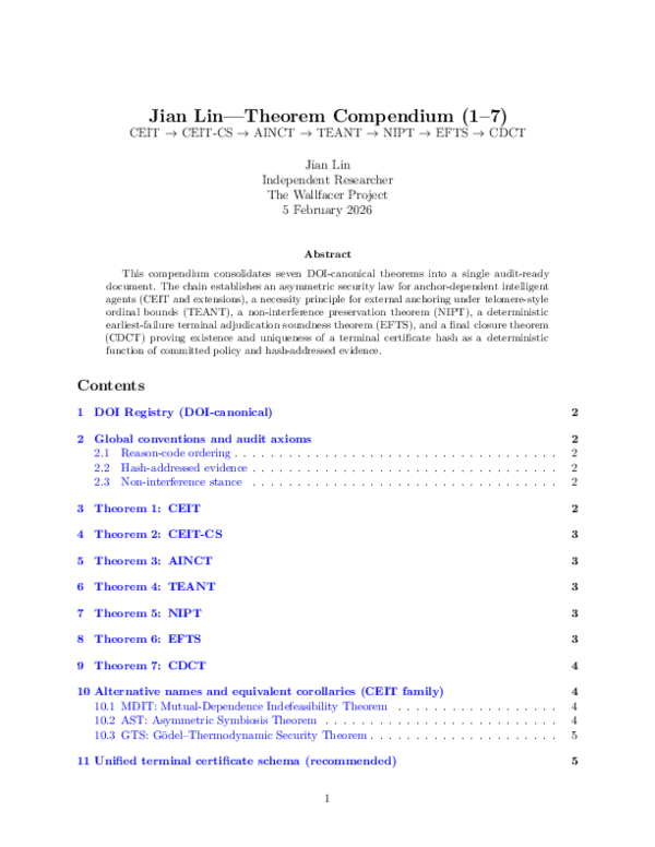 (PDF) Jian Lin-Theorem Compendium (1-7) CEIT → CEIT-CS → AINCT → TEANT ...