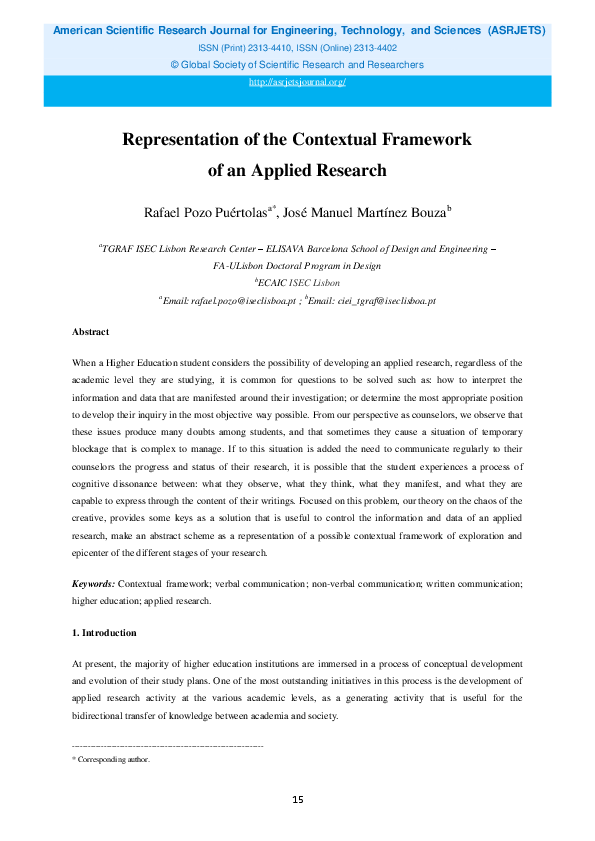 (PDF) Representation of the Contextual Framework of an Applied Research