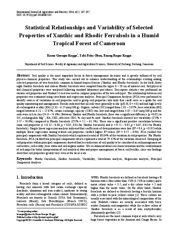 (PDF) Statistical Relationships and Variability of Selected Properties ...