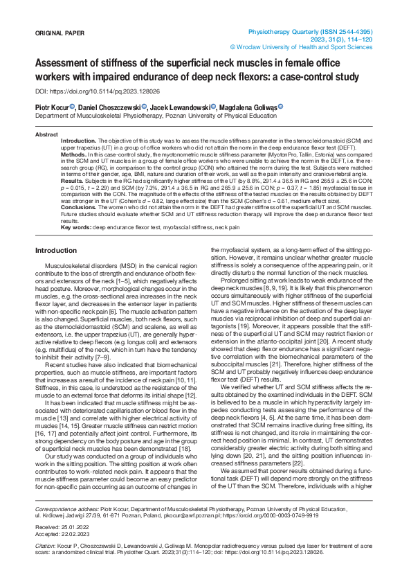 (PDF) Assessment of stiffness of the superficial neck muscles in female ...