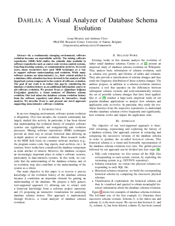 (PDF) DAHLIA: A visual analyzer of database schema evolution