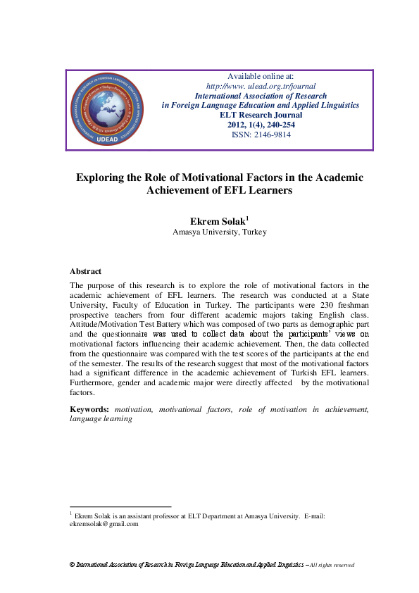 (PDF) Exploring the Role of Motivational Factors in the Academic ...
