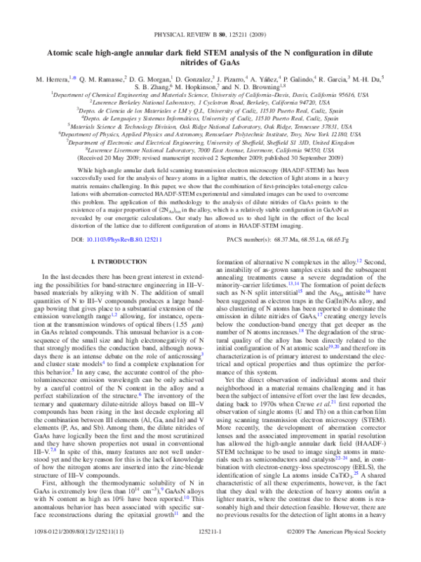 (PDF) Atomic scale high-angle annular dark field STEM analysis of the N ...