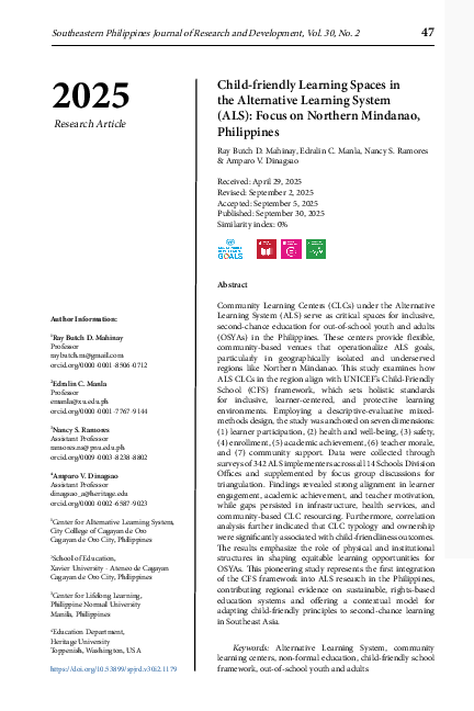 (PDF) Child-friendly Learning Spaces in the Alternative Learning System ...