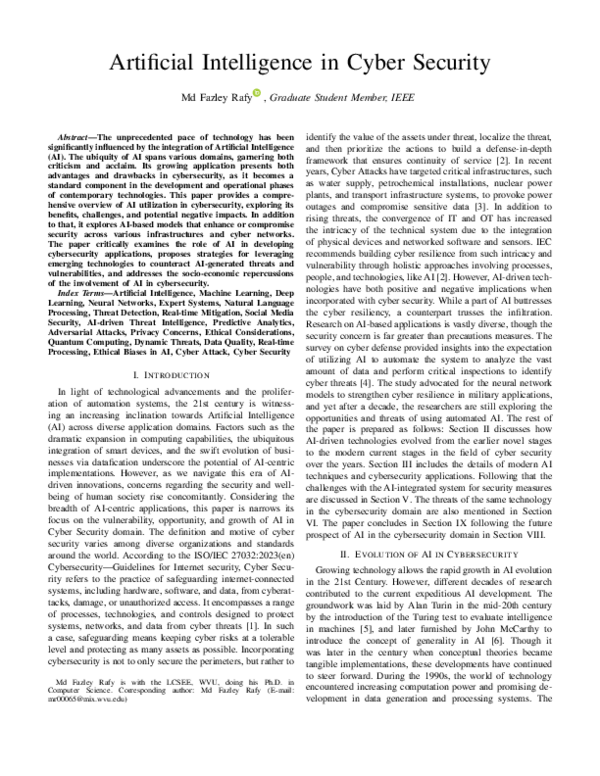 (PDF) Artificial Intelligence in Cyber Security