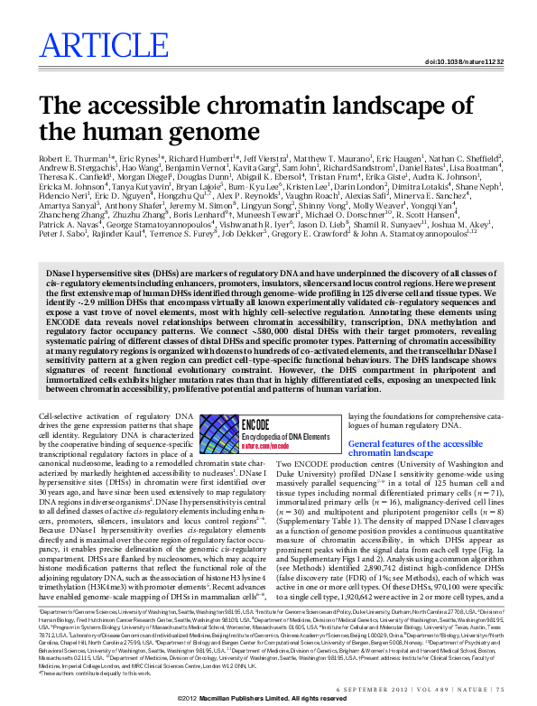 (PDF) The accessible chromatin landscape of the human genome