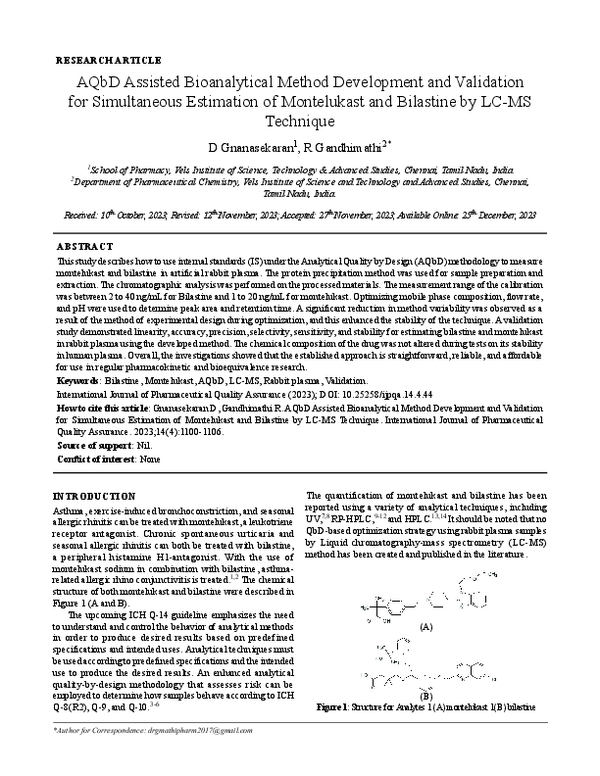 (PDF) A QbD Assisted Bioanalytical Method Development and Validation ...