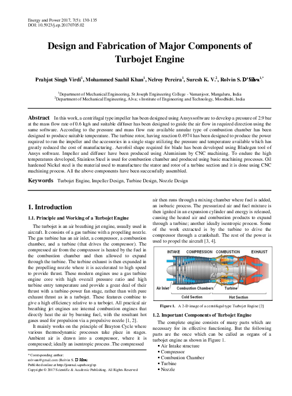 (PDF) Design and Fabrication of Major Components of Turbojet Engine