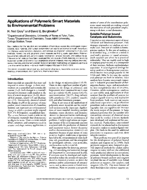 (PDF) Applications of polymeric smart materials to environmental problems