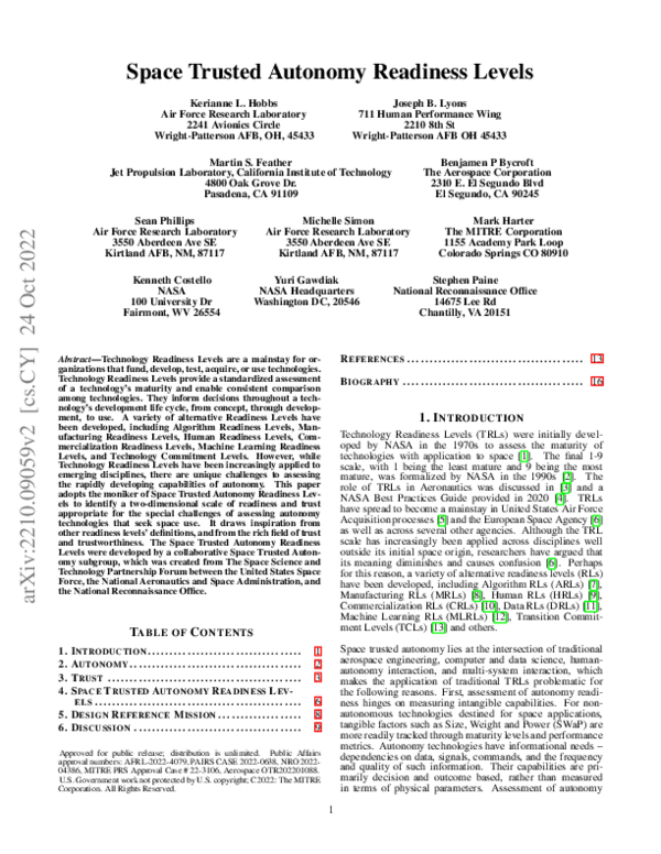 (PDF) Space Trusted Autonomy Readiness Levels