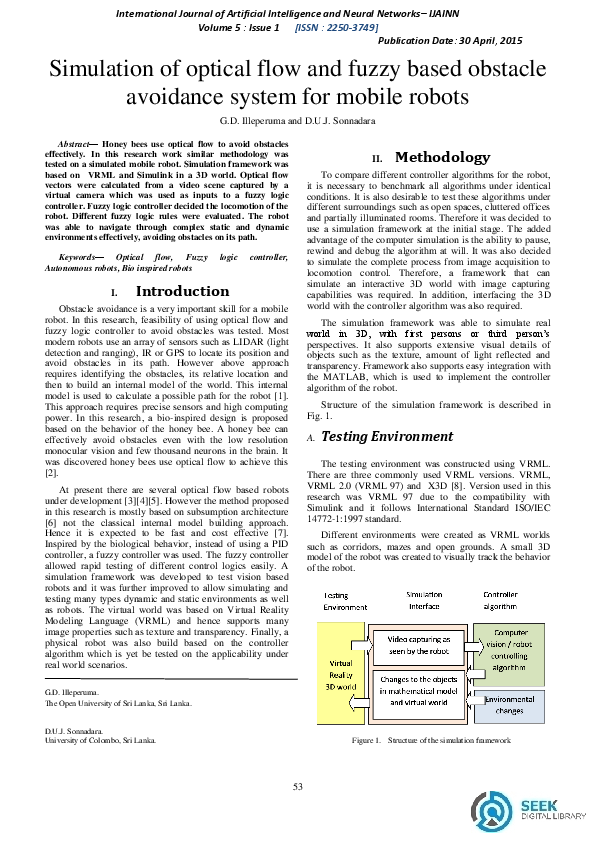 (PDF) Simulation of optical flow and fuzzy based obstacle avoidance ...