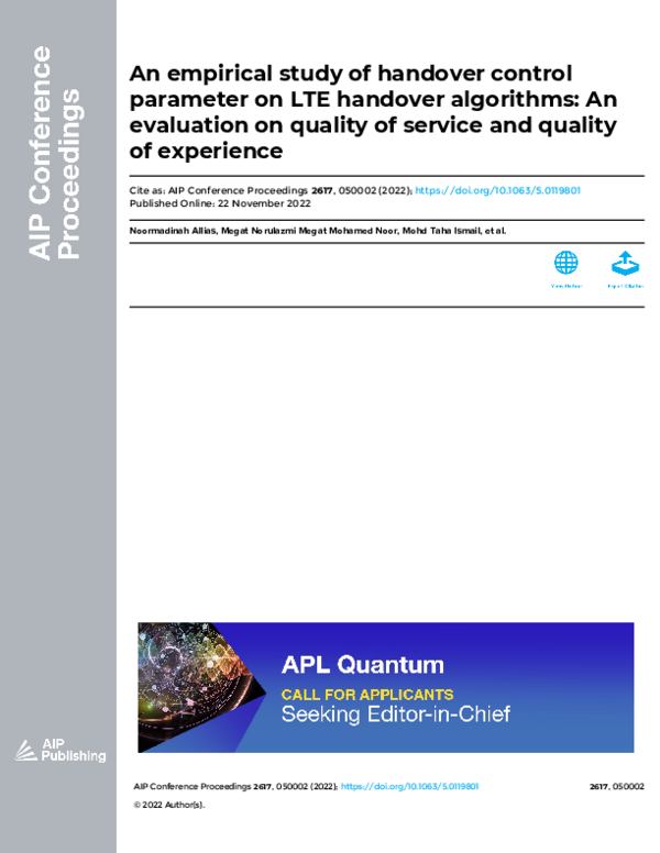 (PDF) An empirical study of handover control parameter on LTE handover ...