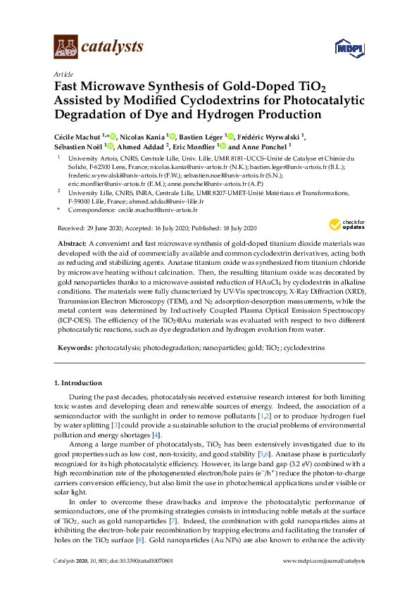 (PDF) Fast Microwave Synthesis of Gold-Doped TiO2 Assisted by Modified ...