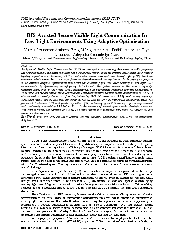 (PDF) RIS-Assisted Secure Visible Light Communication In Low-Light ...