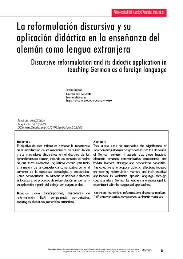 (PDF) La reformulación discursiva y su aplicación didáctica en la ...