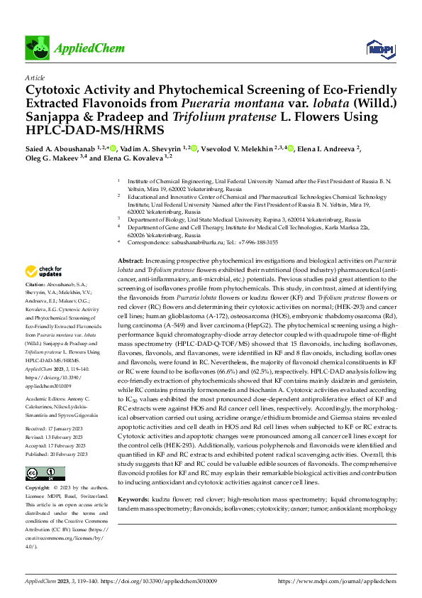 (PDF) Cytotoxic Activity and Phytochemical Screening of Eco-Friendly ...