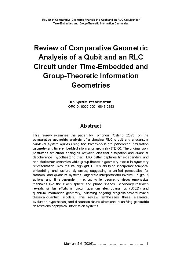 (PDF) Review of Comparative Geometric Analysis of a Qubit and an RLC ...