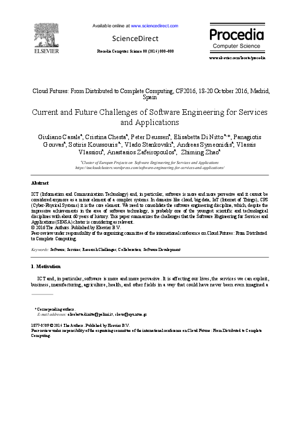 (PDF) Current and Future Challenges of Software Engineering for ...
