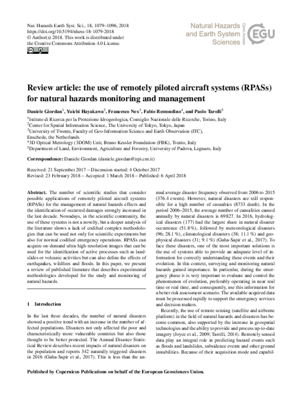 (PDF) Review article: the use of remotely piloted aircraft systems ...