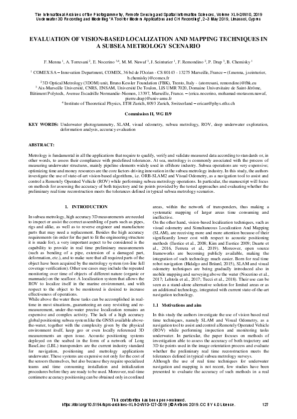 (PDF) Evaluation of Vision-Based Localization and Mapping Techniques in ...