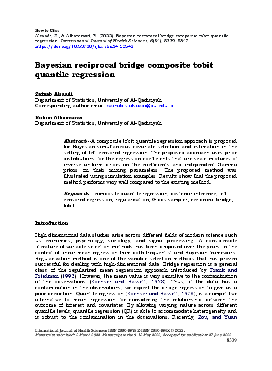 (PDF) Bayesian reciprocal bridge composite tobit quantile regression