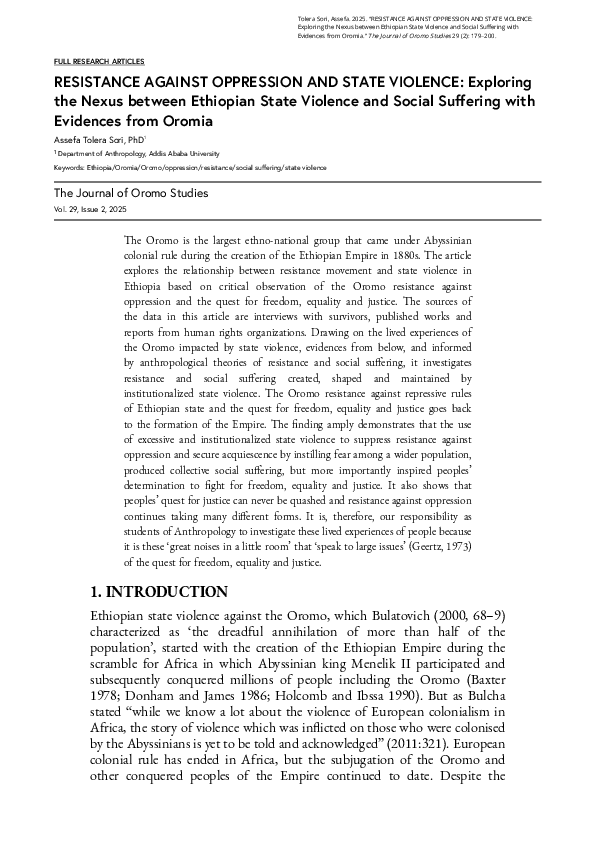 (PDF) RESISTANCE AGAINST OPPRESSION AND STATE VIOLENCE: Exploring the ...