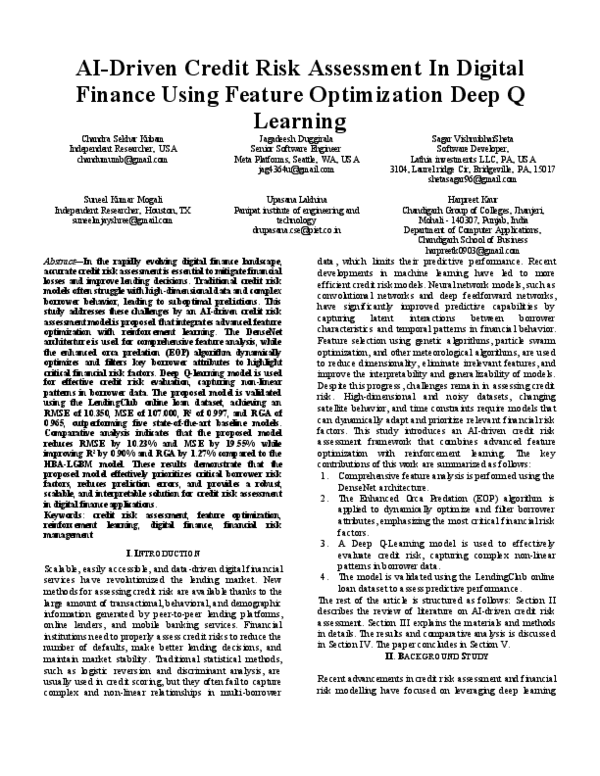 (PDF) AI-Driven Credit Risk Assessment In Digital Finance Using Feature ...