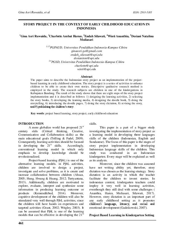 (PDF) Story Project in The Context of Early Childhood Education in ...