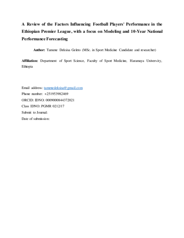 (PDF) A Review of the Factors Influencing Football Players' Performance ...