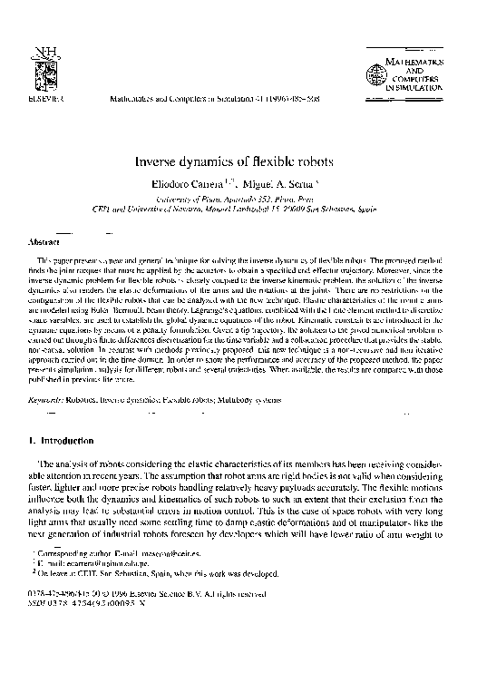 (PDF) Inverse dynamics of flexible robots