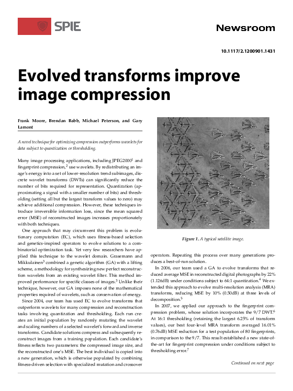 (PDF) Evolved transforms improve image compression