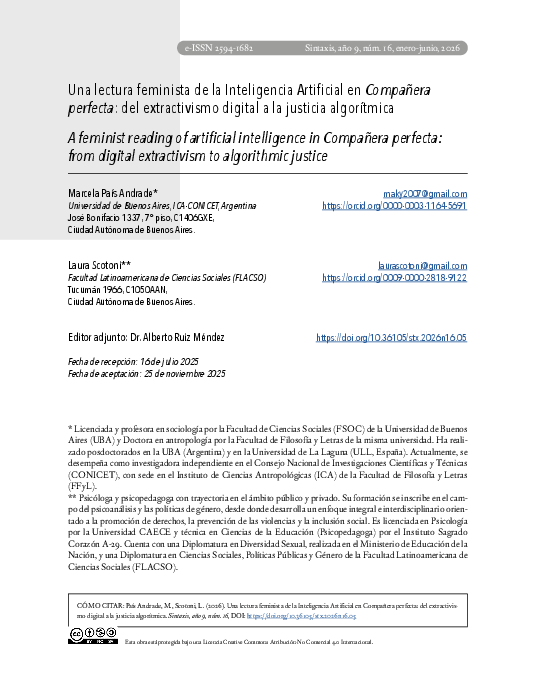 (PDF) Una lectura feminista de la Inteligencia Artificial en Compañera ...