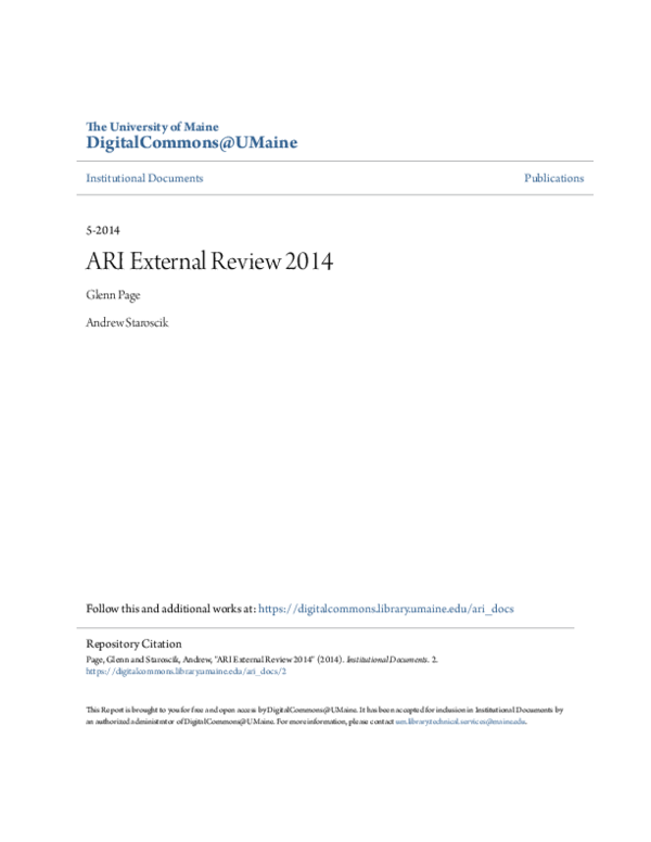(PDF) ARI External Review 2014 Repository Citation